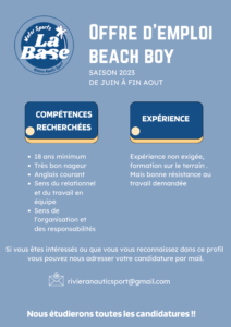 Offre d'emploi beach boy riviera nautic sport fiche de poste